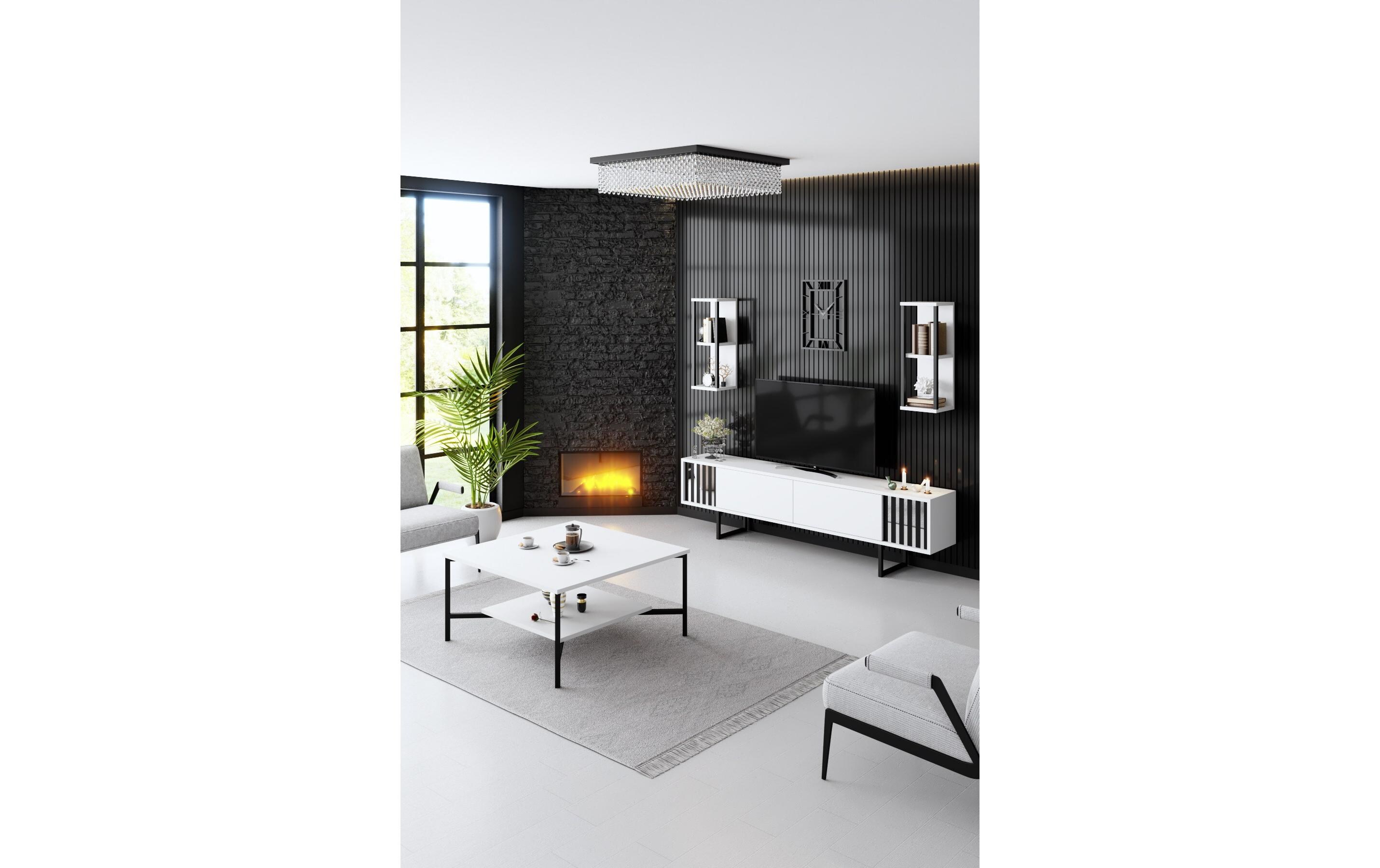 Couchtisch Black Line 80 x 80 x 40 cm, Weiss<br>Beistelltisch
