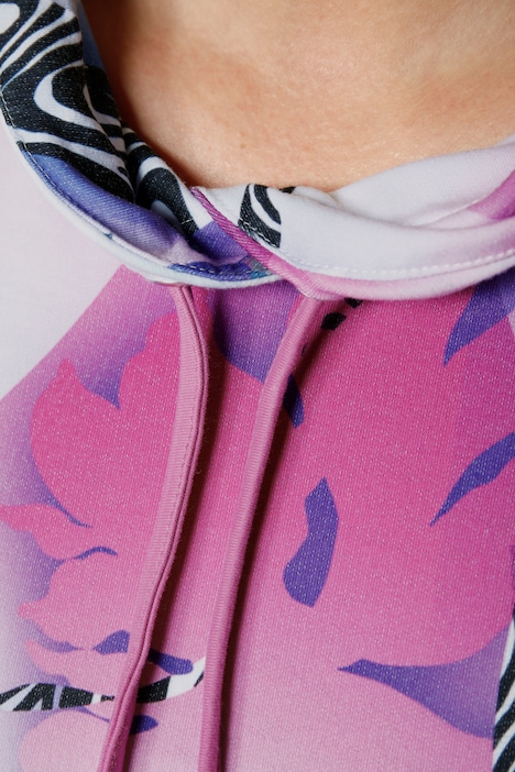 Sweatshirt, Allover-Muster, Stehkragen, Langarm