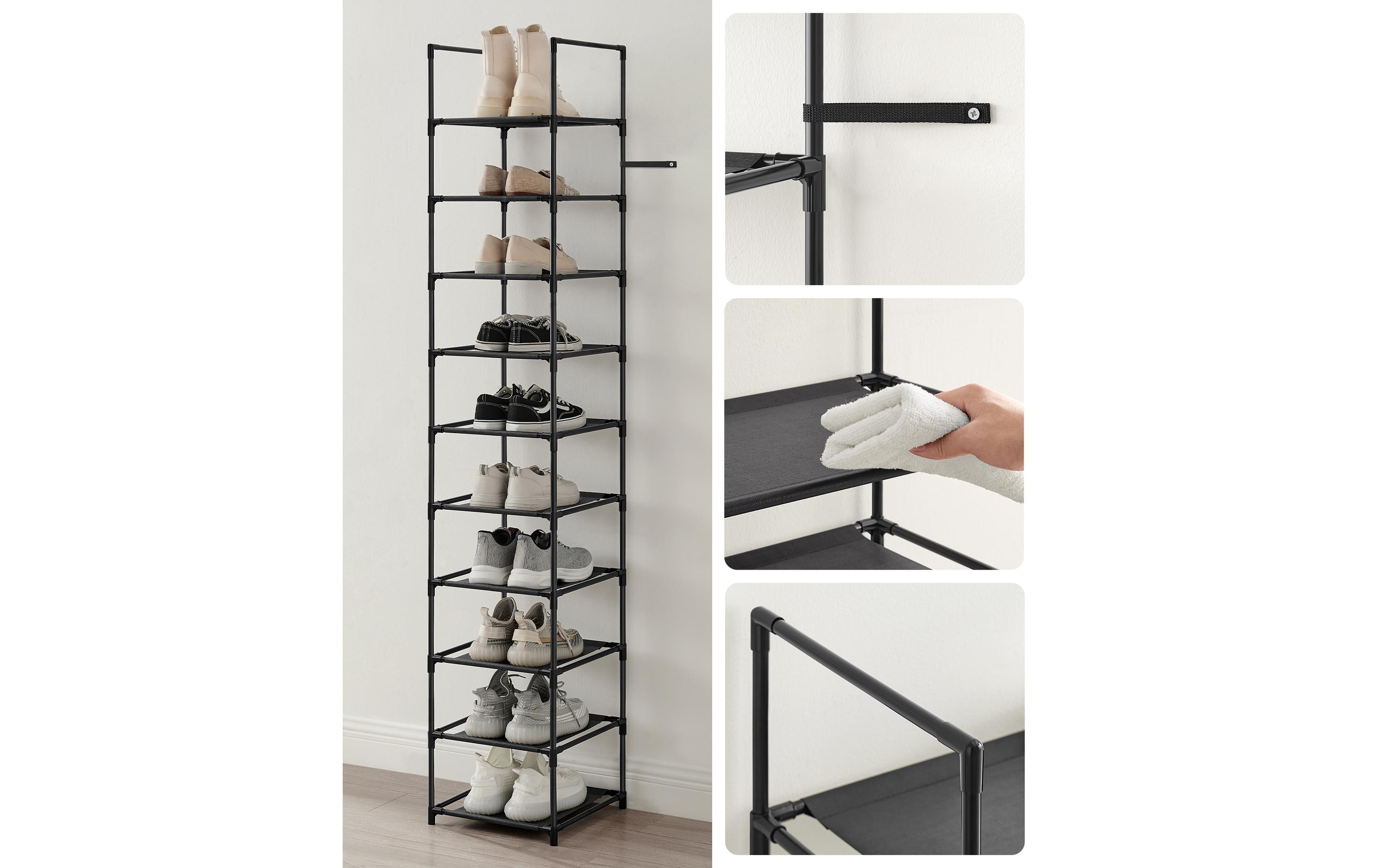 Schuhregal mit 10 Ablagen 33 x 173 cm, SchwarzSchuhorganizer