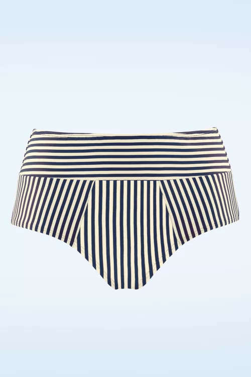 Marlies Dekkers Holi Vintage bikinibroekje met hoge taille in blauw en ecru