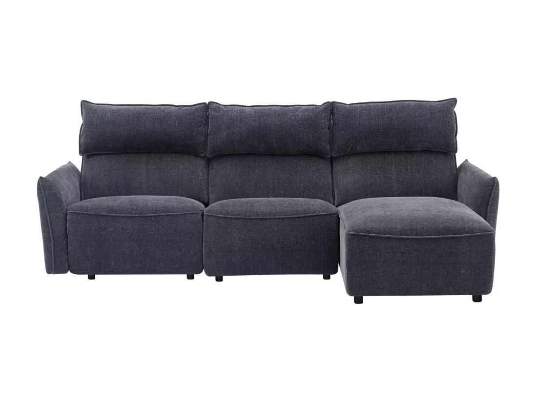 Canapé d'angle droit relax électrique en tissu texturé anthracite LOANO