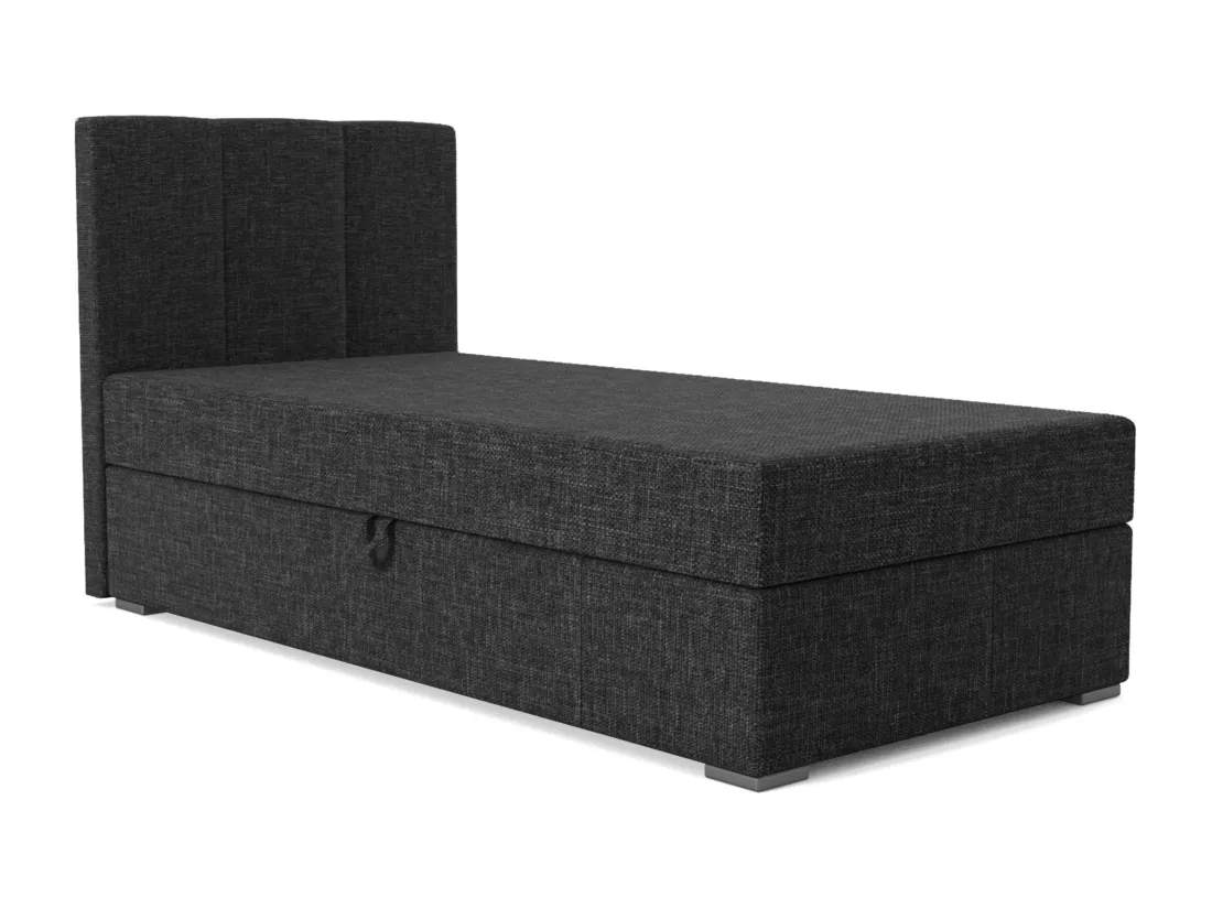 LIT BOXSPRING avec coffre de rangement Monaco Mini Basic côté gauche, 100x200 cm, Lux 23 (Noir)