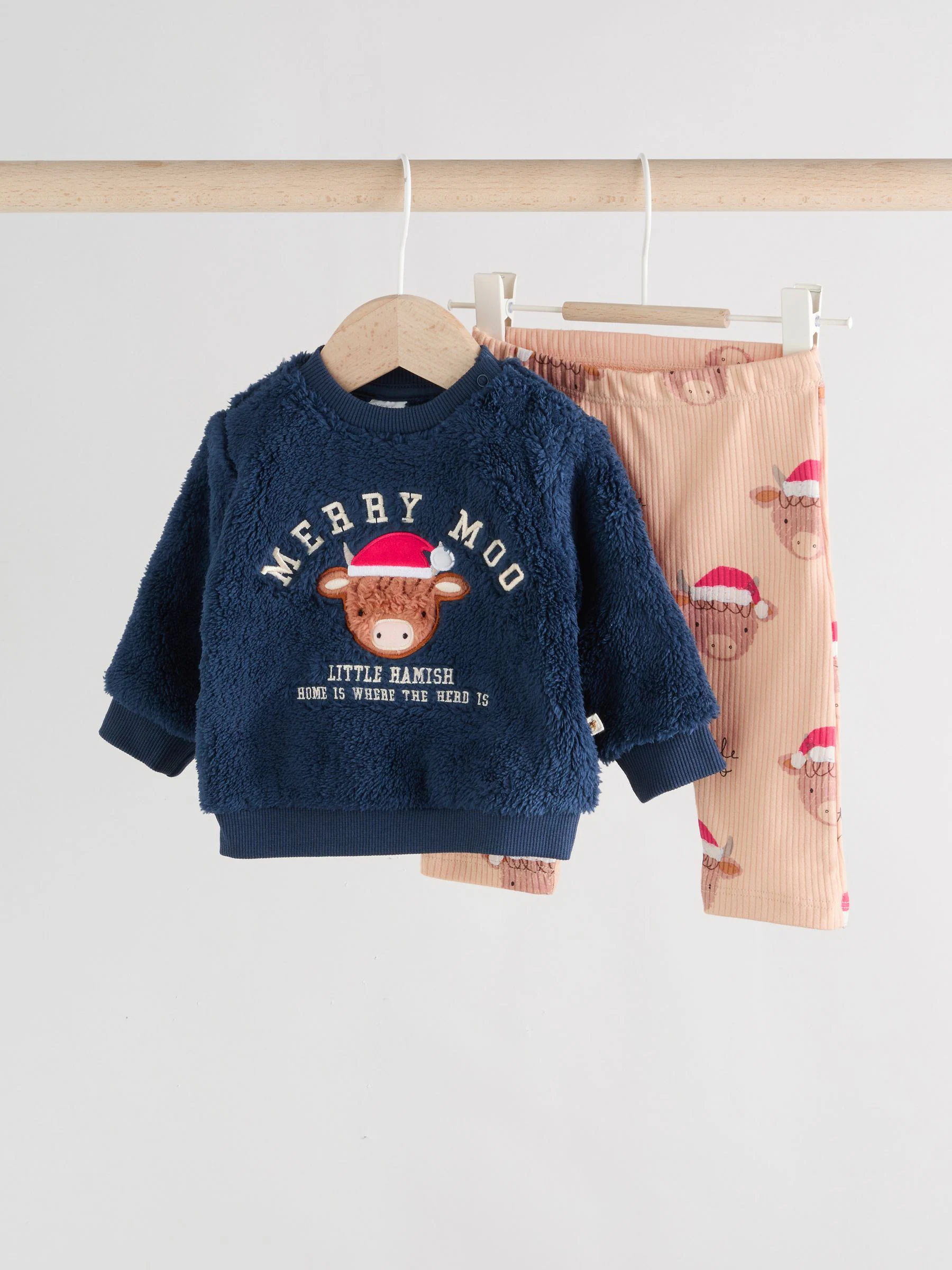 Navy Kerstmis Hamish - Babyset van fleece top en legging (0mnd-3jr)