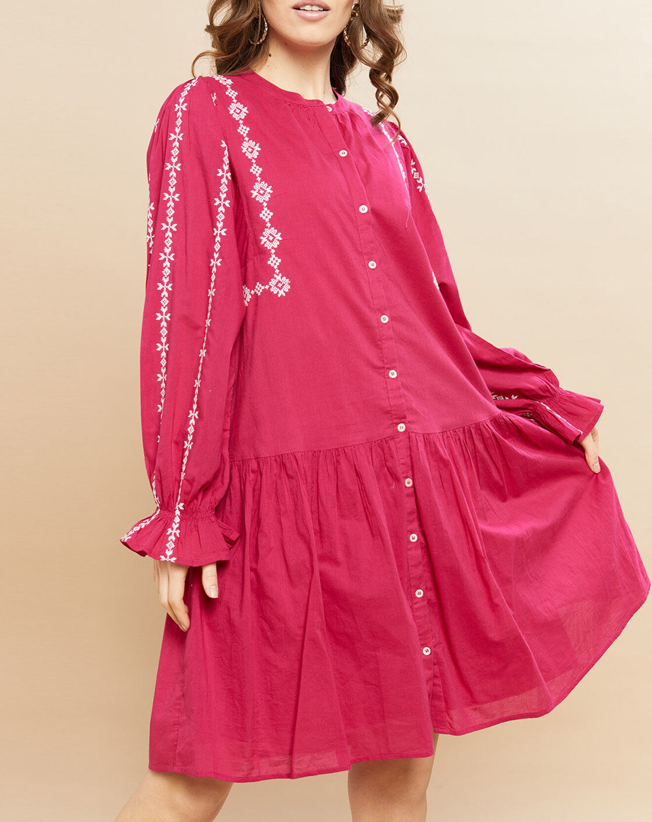 Hartford Robe Rosance fushia/blanc