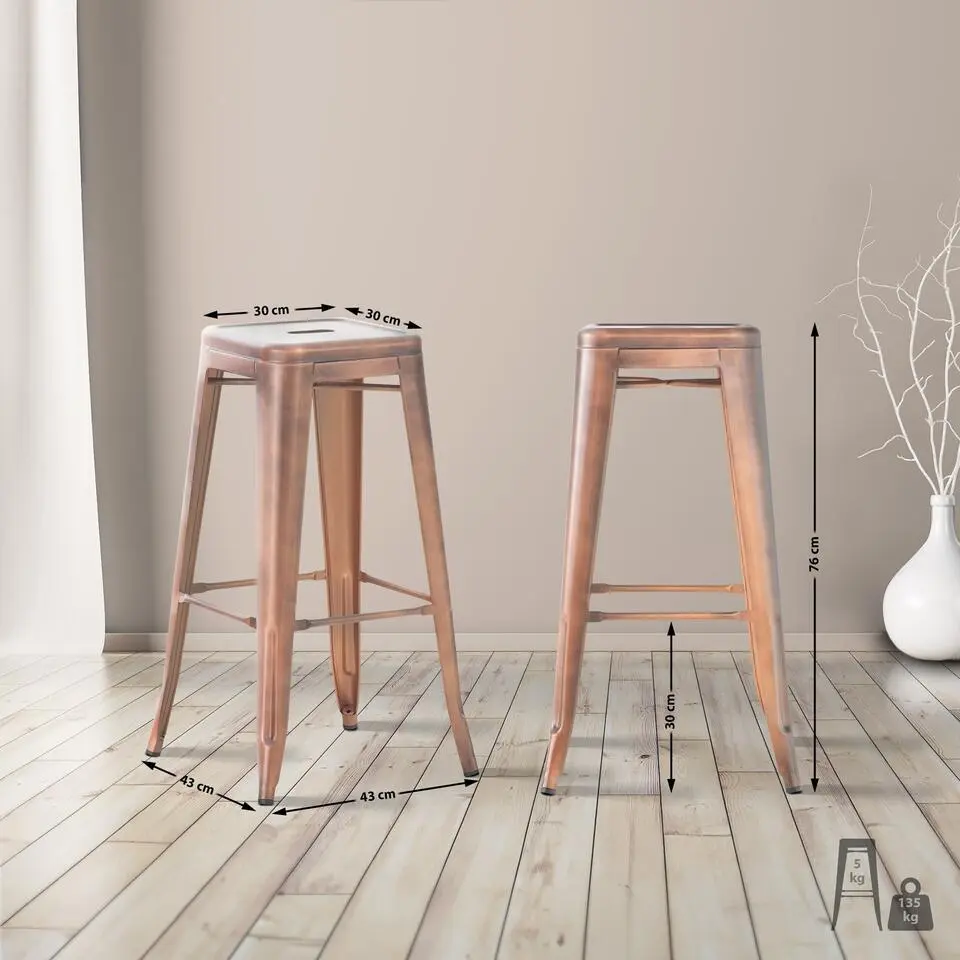 CLP Barkruk Joshua natura Frame - Metaal - koper