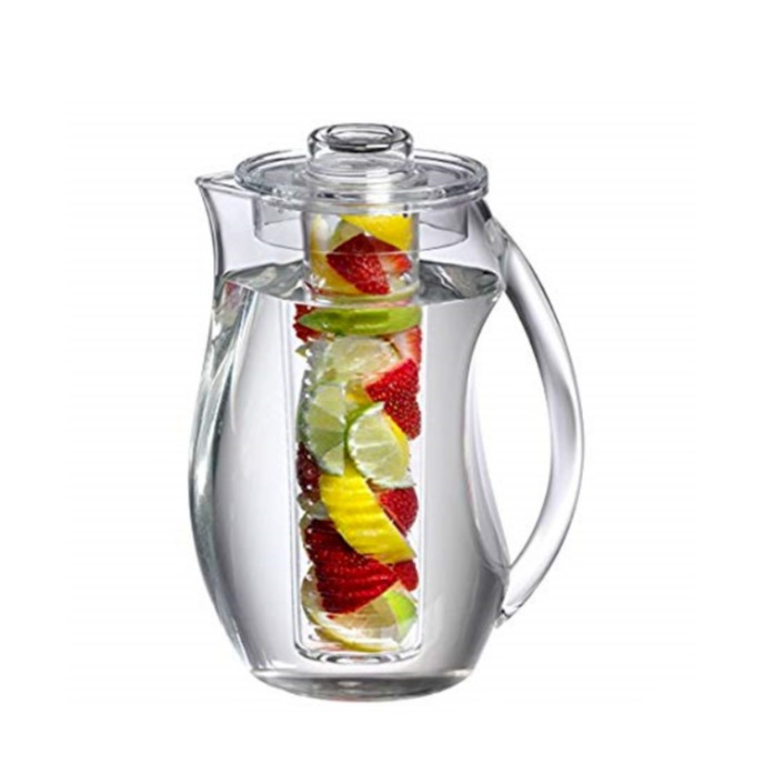 (2.5l) Karaffe Trink Krug Wasser / Ice Tea Kanne mit Deckel / Fruchteinsatz - Transparent