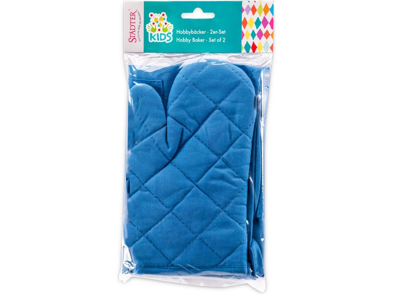 Städter Kochschürze Kleiner Hobbybäcker Kids Blau, 2-teilig Koch.- und Backschürze für Kinder