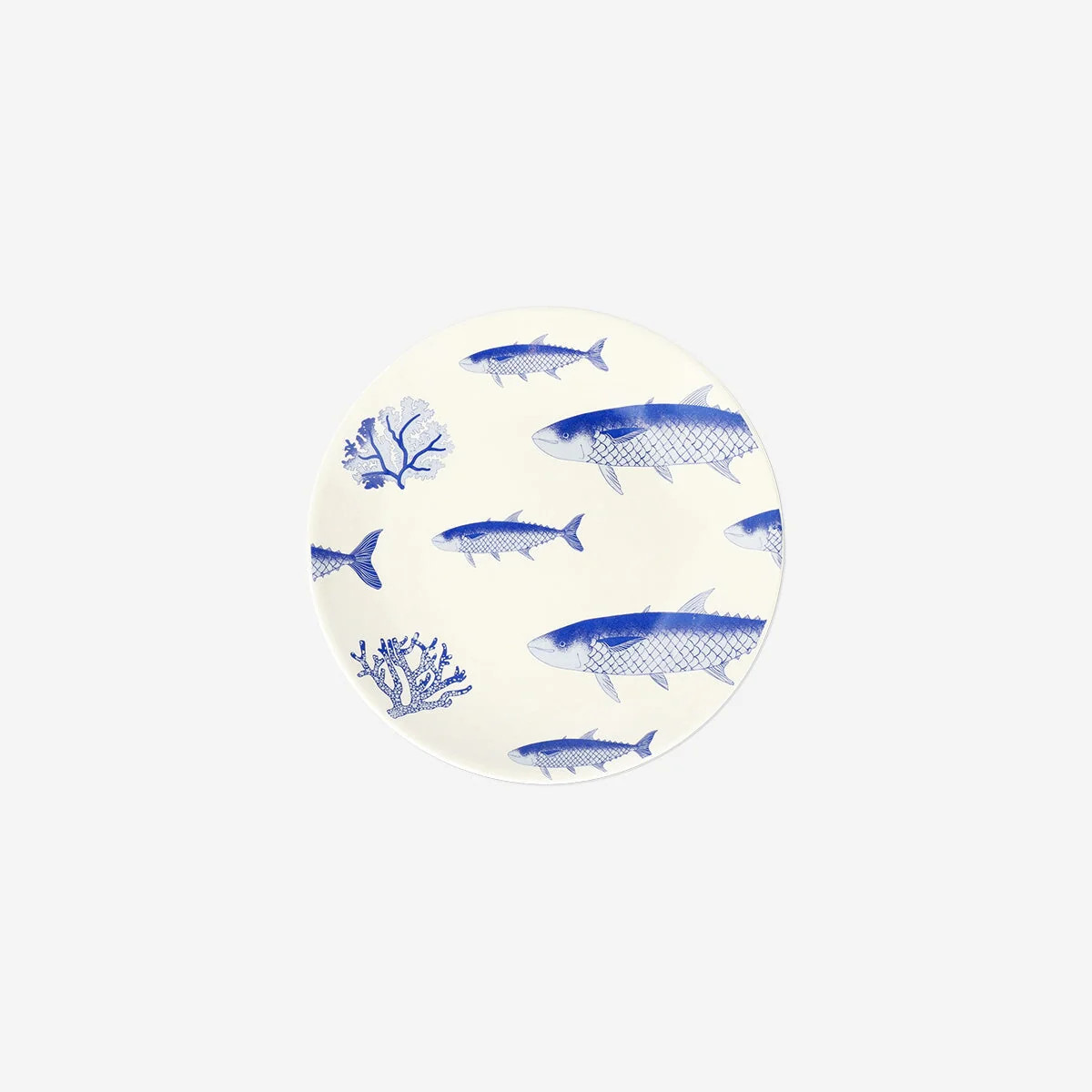 Tallerken med blåt fisketryk - 16 cm