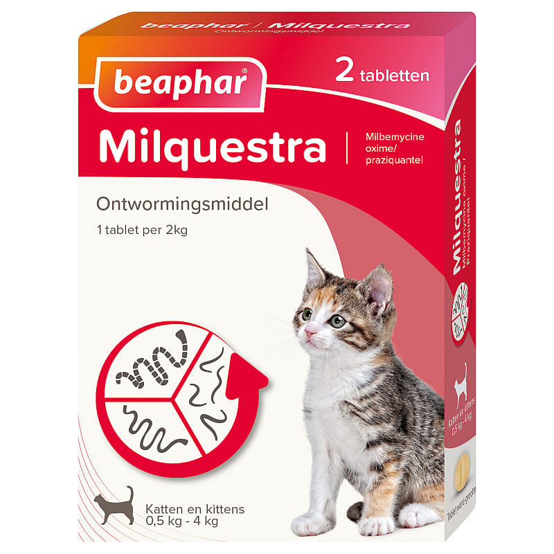 Milquestra Wormtabletten Kleine Kat Kitten 0.5-4 kg Beaphar 2 Tabletten