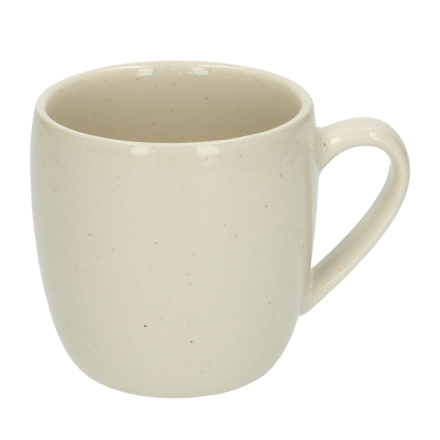 Koffiemok, beige spikkel, Ø8.5 cm, steengoed