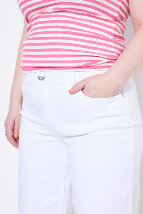 Jeans-Culotte, Wide Legs, 5-Pocket, cutted Saum, white denim