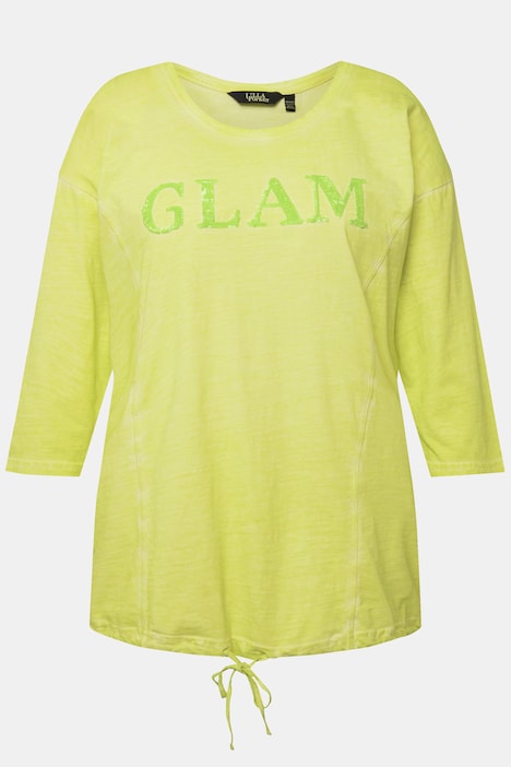 Shirt, Pailletten, Oversized, Tunnelzug, Rundhals, Langarm