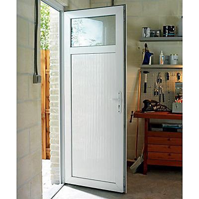 Porte de service pvc 1/4 vitrée Servicio 80 x h.205 poussant gauche