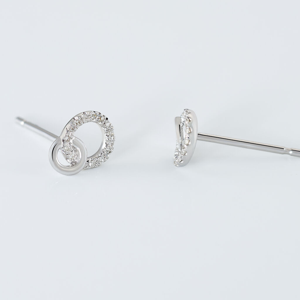 Boucles D'oreilles Puces Mahaut Or Blanc Diamant