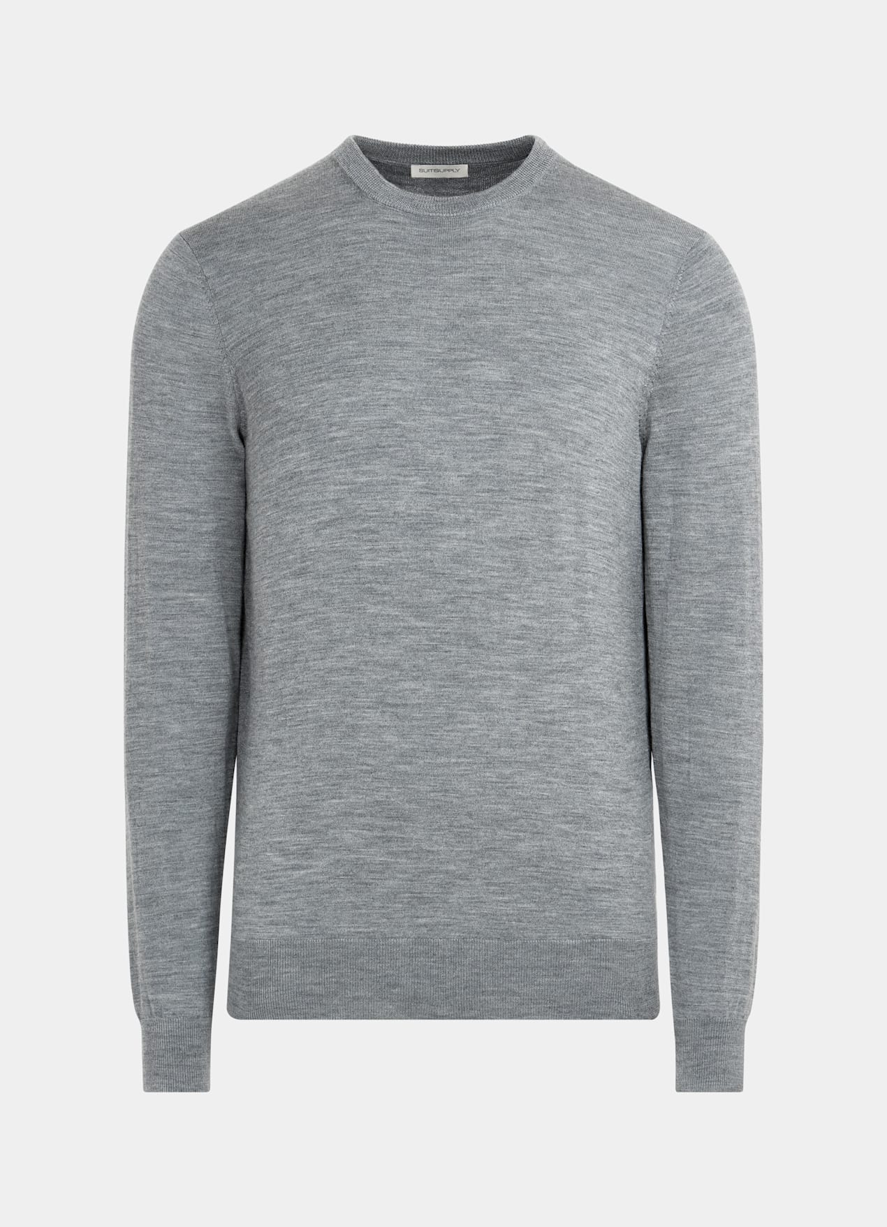 Pull col rond Merino gris