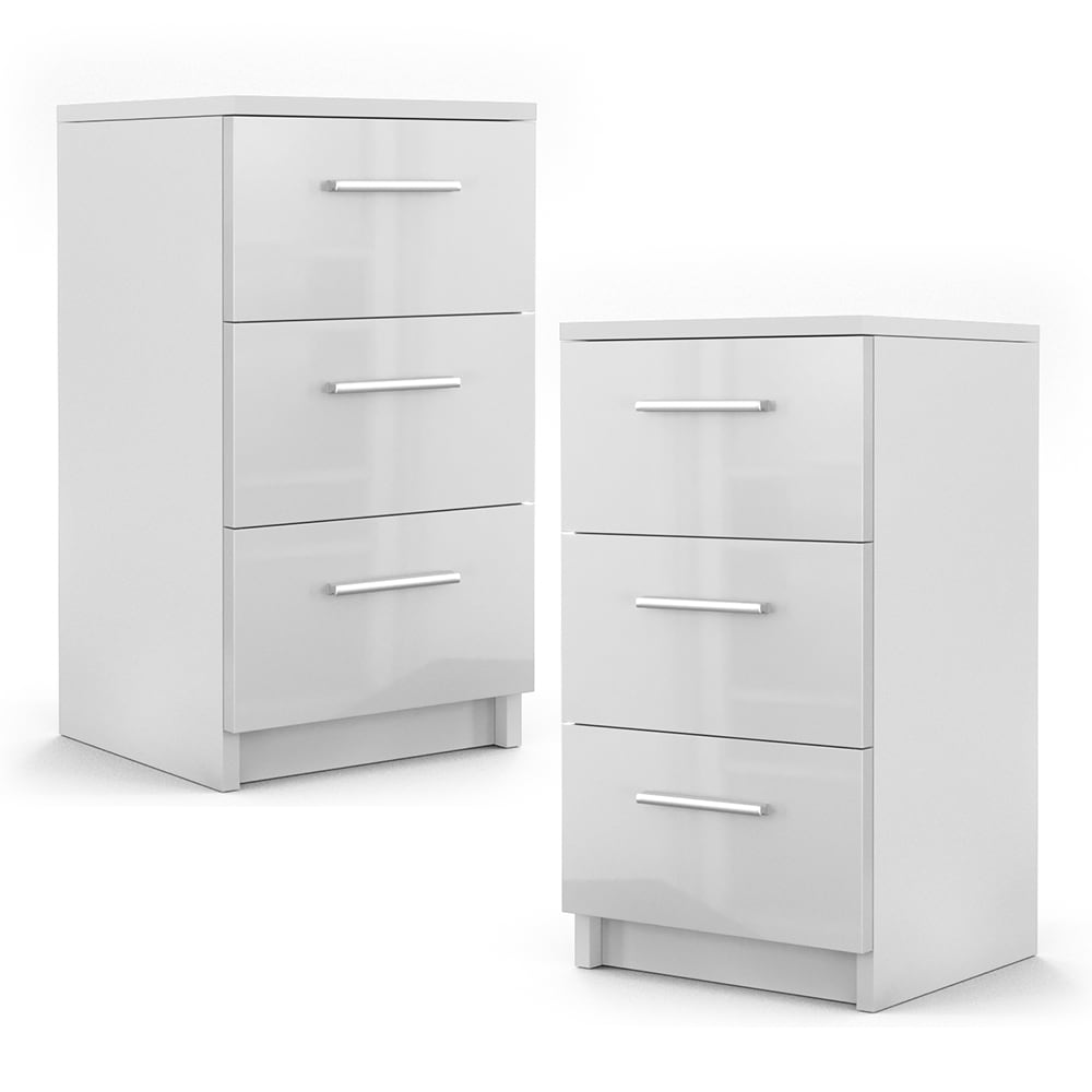 VICCO Nachtkommode Boxspringbett 2er Set 66cm hoch Nachtschrank Nachttisch Kommode weiß hochglanz