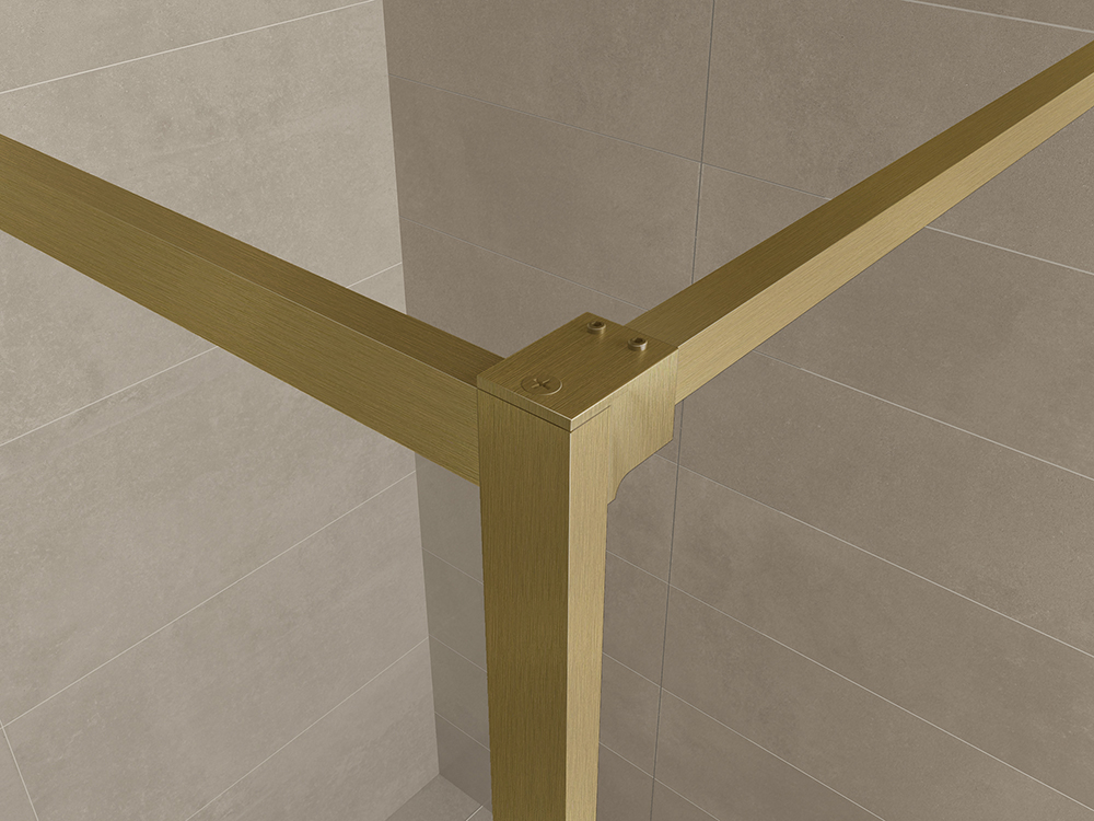 Mueller Square inloopdouche 90x200cm helder glas met nano-coating geborsteld messing