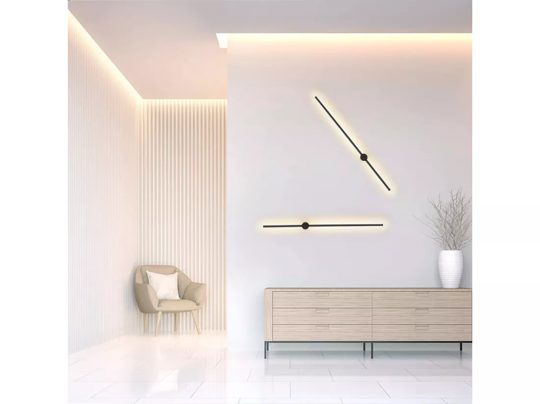 NETTLIFE LED Applique murale intérieure - 100CM noir 8W lampe de salon pivotante minimaliste lampe de nuit blanc chaud 3000K