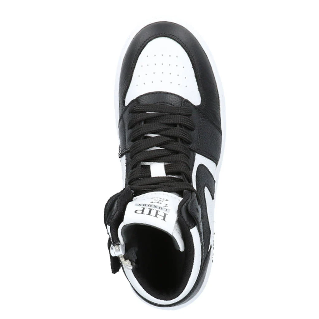 Hip leren sneakers zwart/wit