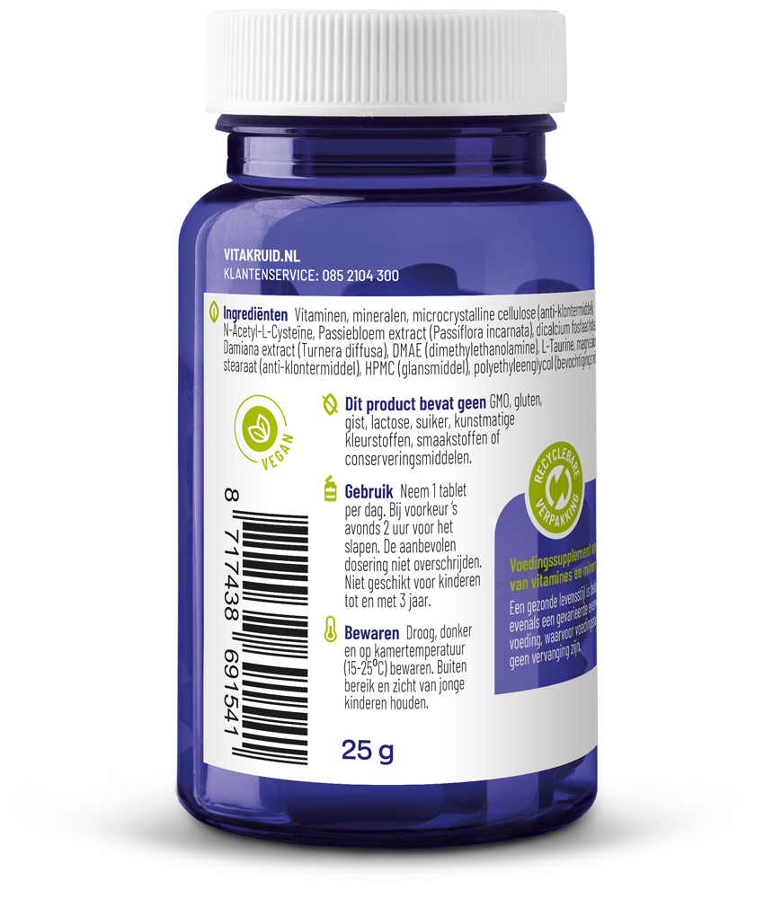 Vitakruid Multi Nacht Man 100% Vegan (30 tabletten)
