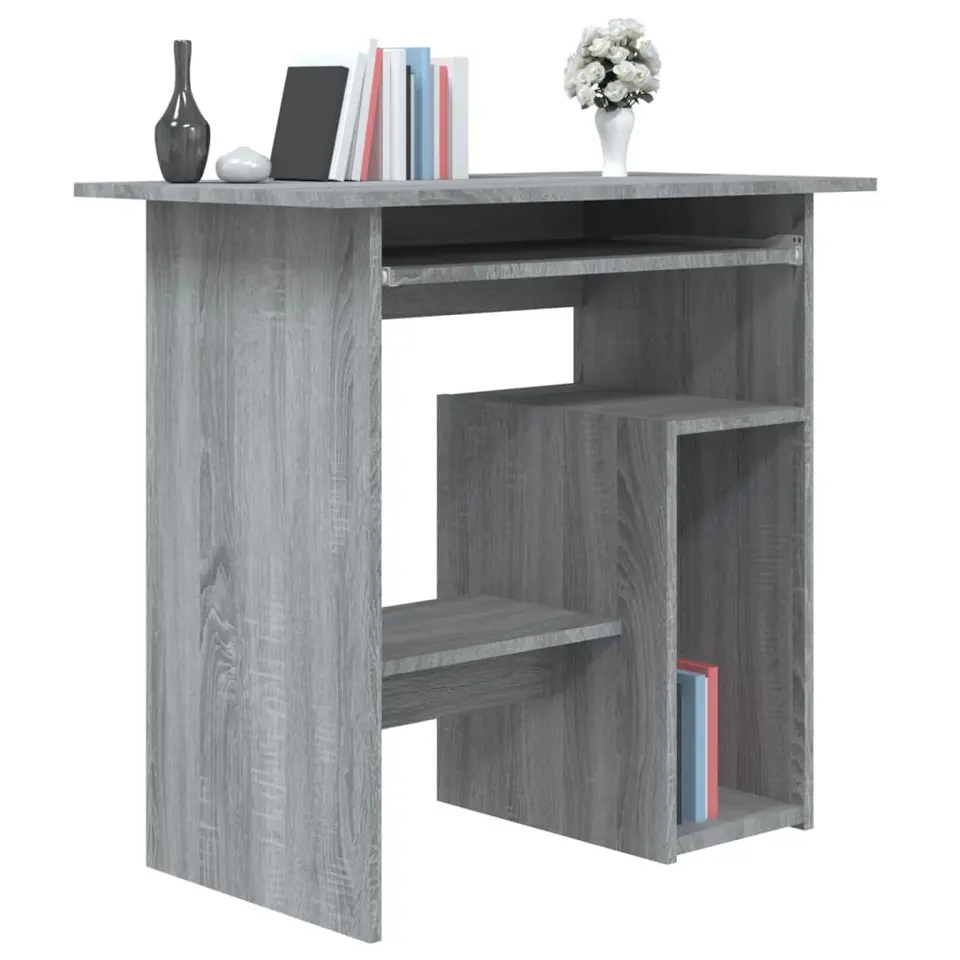 vidaXL - Bureau - Grijs - Bewerkt hout