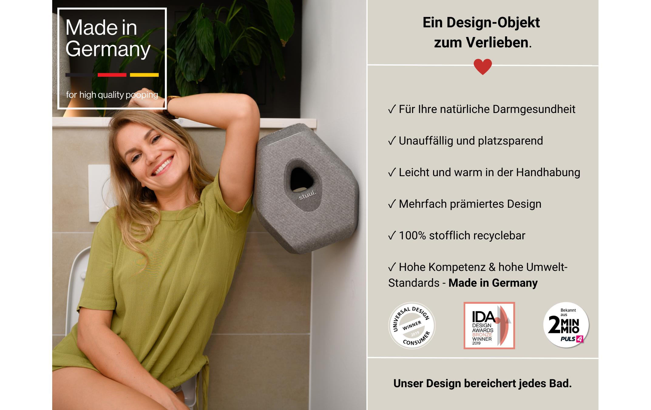 Toilettenhocker BasaltInnovativer, zweiteiliger Design Toiletten-Hocker Made in Germany