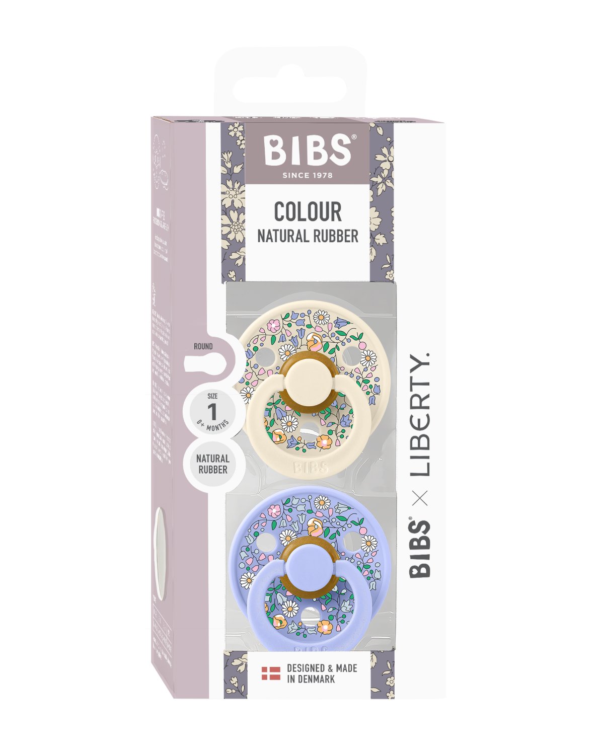 BIBS x Liberty Smokk 2pk, Round – Rund, Naturgummi