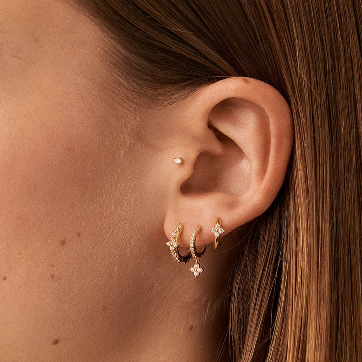 Set de trois piercings créoles Agatha argent oxydesligne Beloved