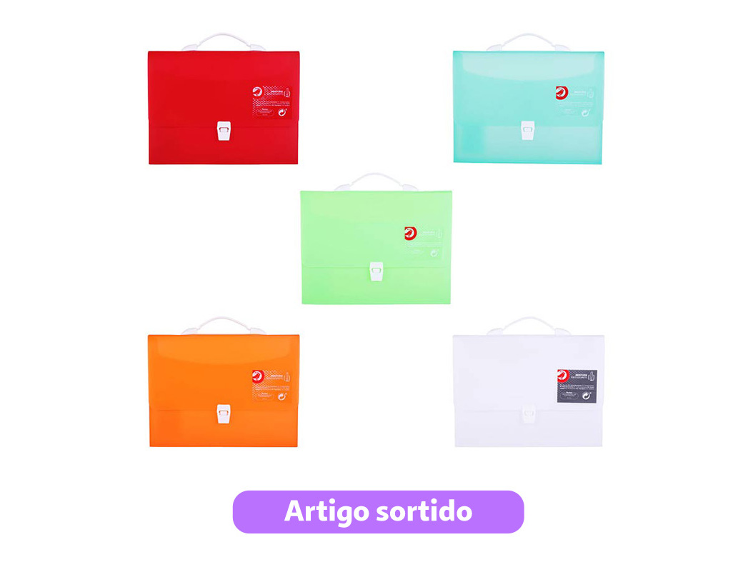 PASTA COM PEGA AUCHAN PLÁSTICO TRANSPARENTE 40MM CORES SORTIDAS