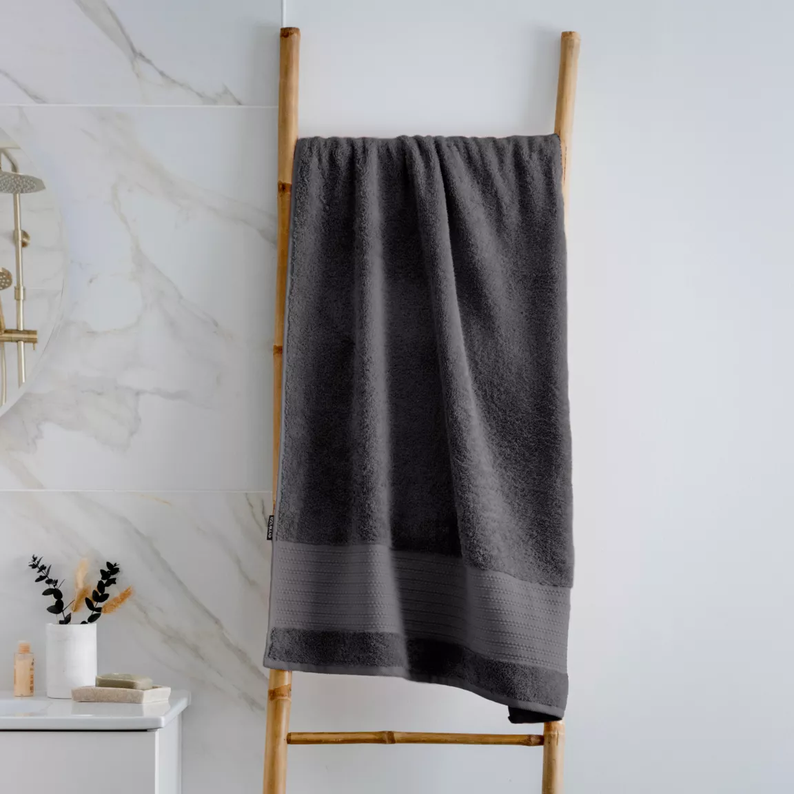 Serviette de bain coton bio (70 x 130 cm) Méline Gris orage