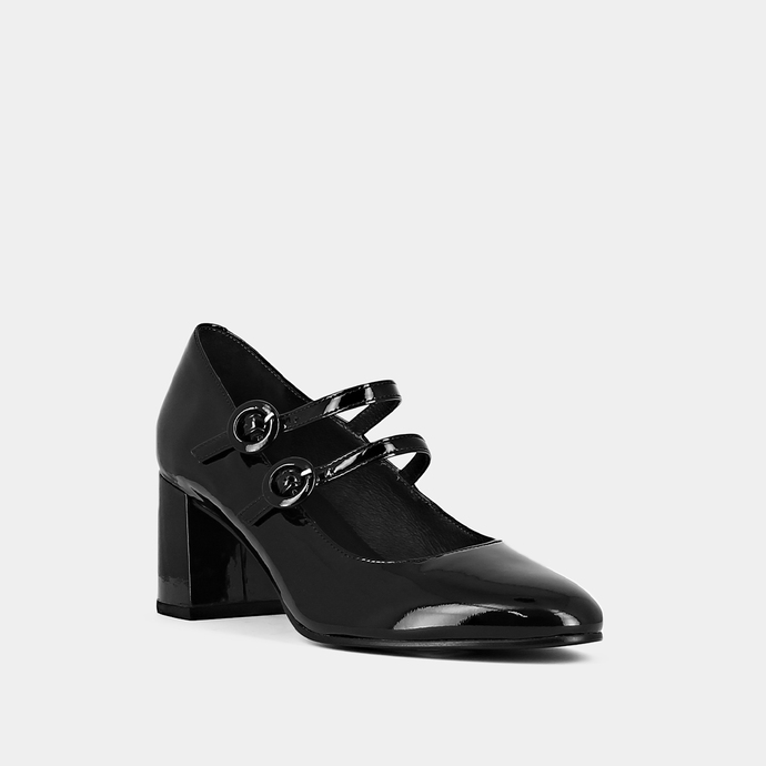 Babies à talons  en vernis noir