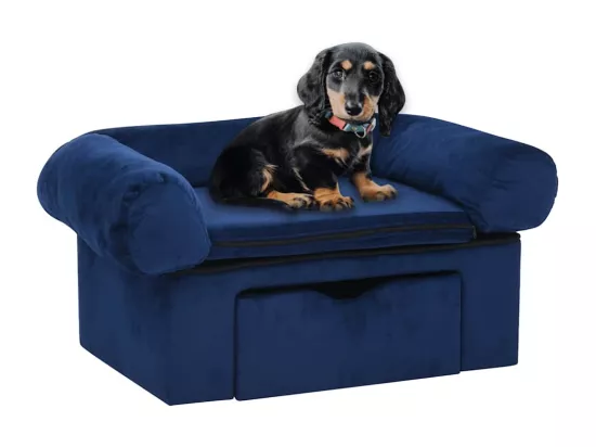Canapé pour chien avec tiroir Bleu 75x50x38 cm Peluche