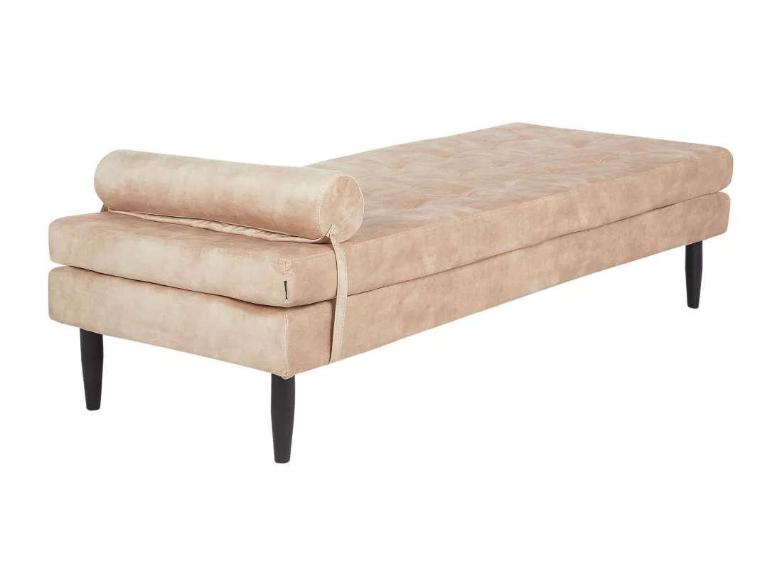 Chaise longue 180 x 70 cm en velours beige USSEL