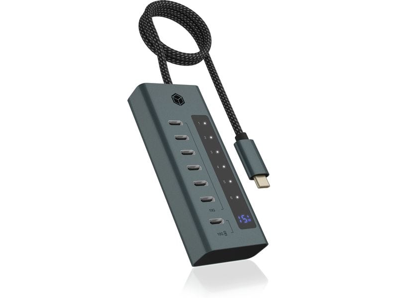 ICY BOX USB-Hub 7-Port Hub IB-HUB1457-C31 7-Port USB Type-C HUB aus hochwertigem Aluminium