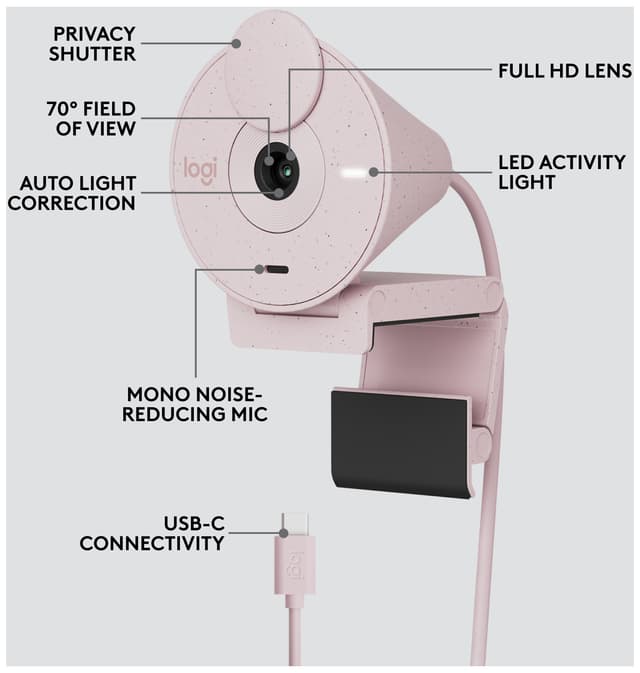 Logitech Brio 300 webkamera (pink)