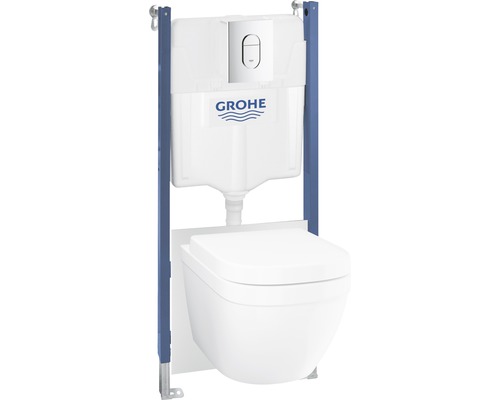 GROHE wandclosetset Euro keramiek diepspoel randloos wit glanzend met toiletzitting 39535000