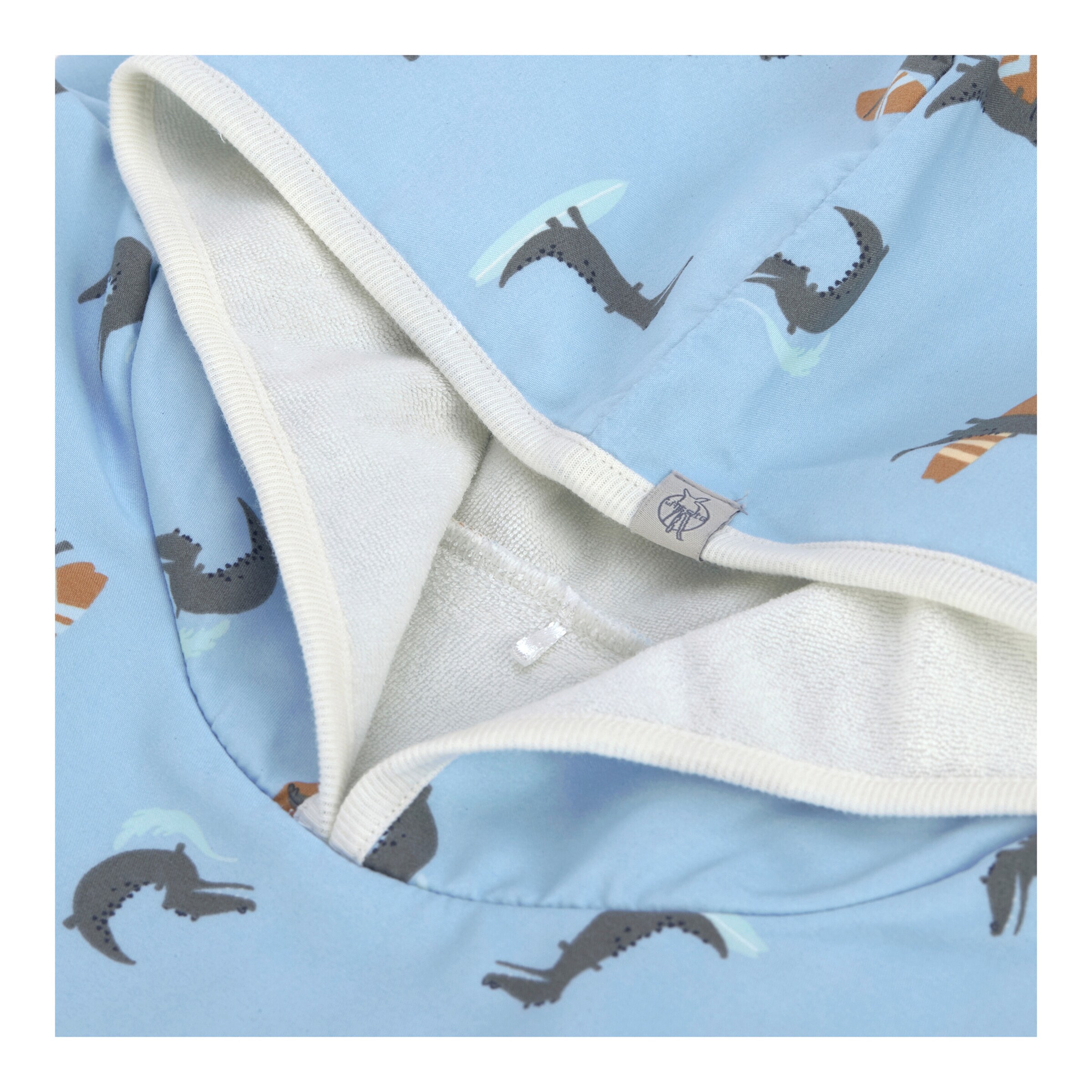 Lässig Wende-Badeponcho mit UV-Schutz und Kapuze Krokodile hellblau/bunt
