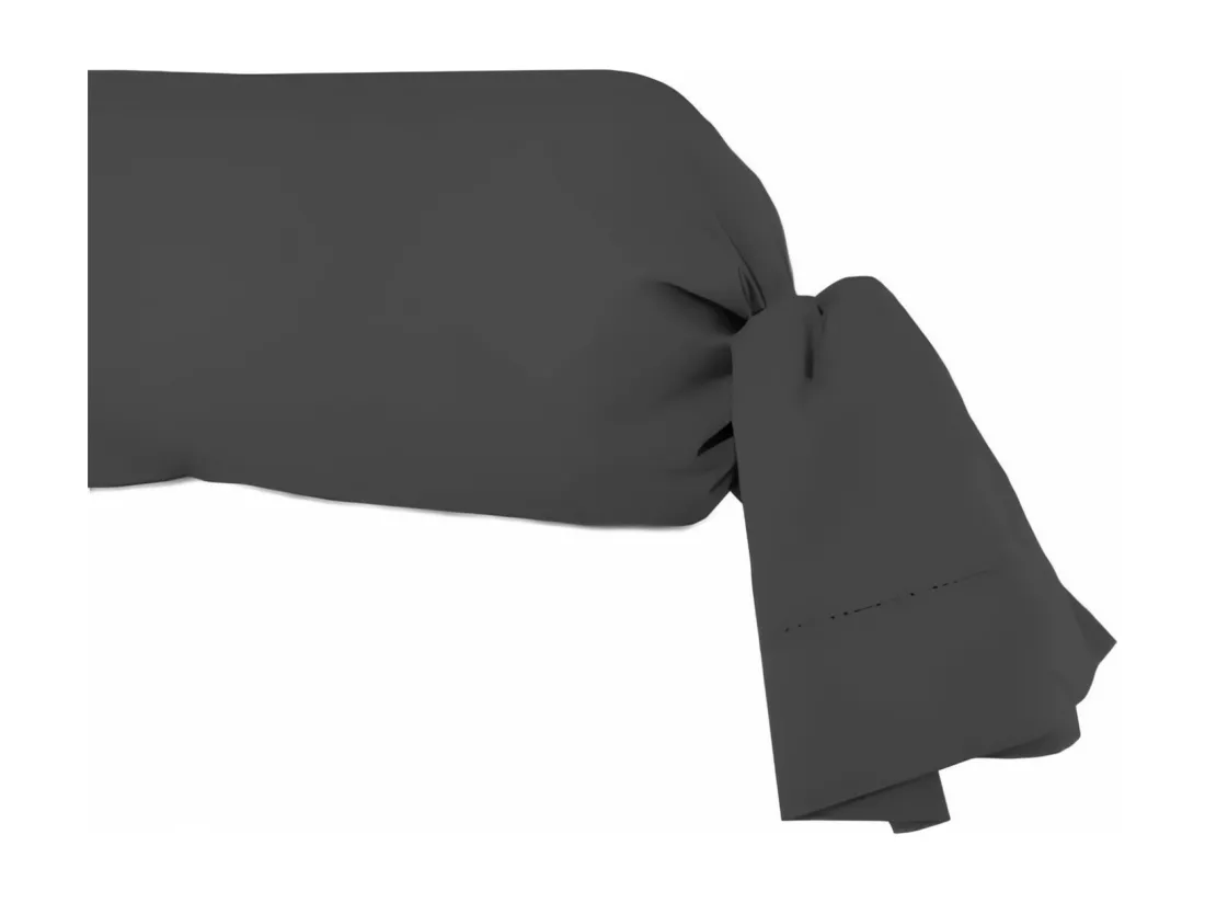 Taie de traversin en coton 45x185 cm PERCALE anthracite, par Soleil d'ocre