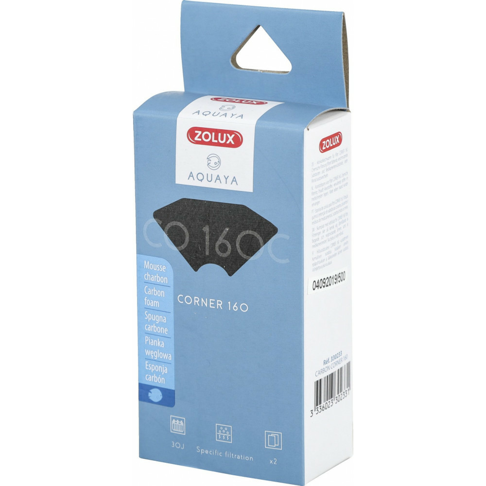 Filtre pour pompe corner 160, filtre co 160 c mousse charbon x 2. Pour aqua