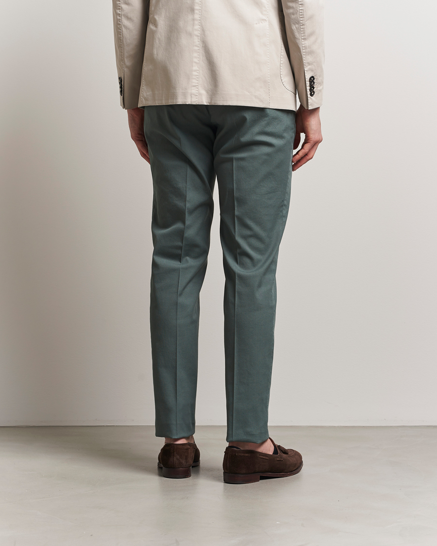 Incotex Slim Fit Micro Structure Cotton Chinos Green