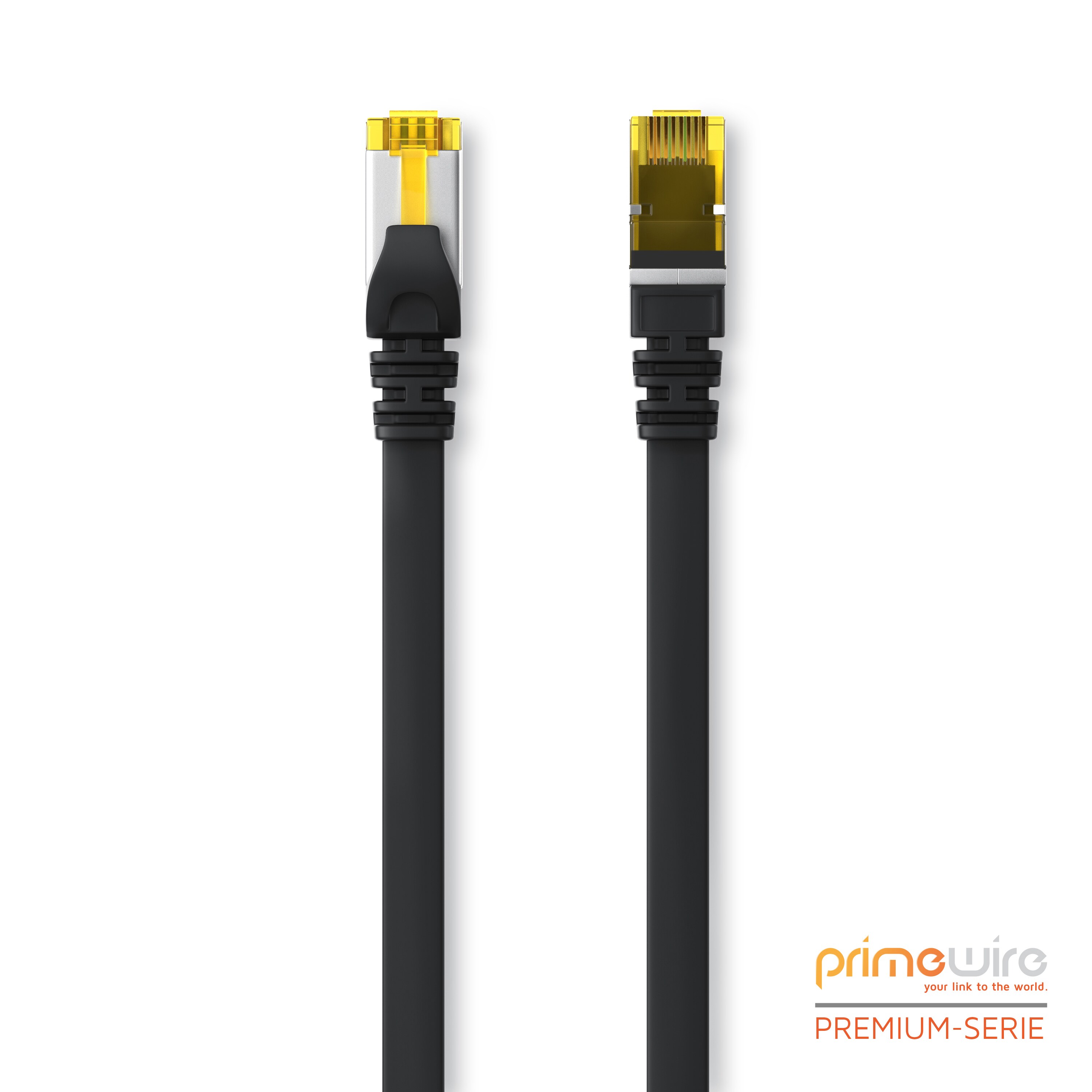 Primewire 10x LAN-Kabel CAT.7, RJ-45 (Ethernet), CAT 7 Flachband U/FTP Gigabit Netzwerkkabel 10 Gbit/s Patchkabel - 0,5m