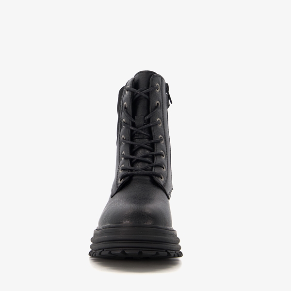 Blue Box meisjes veterboots met chunky zool zwart