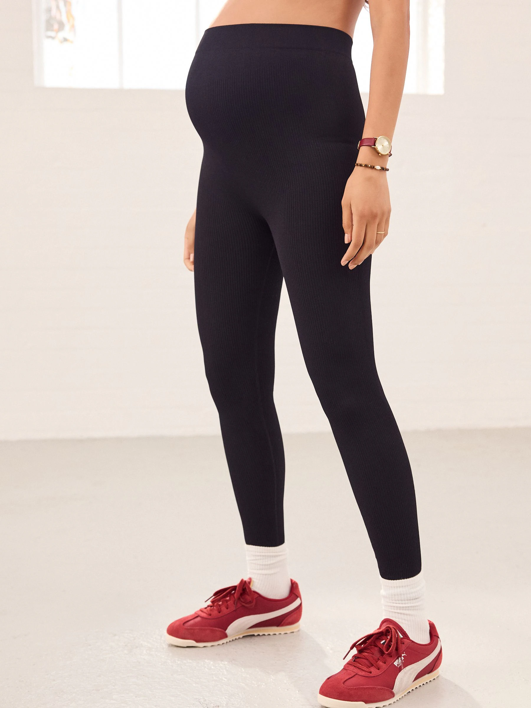 Zwart - Maternity Ribbed Seamless Leggings