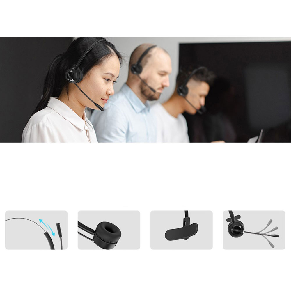Bluetooth 5.0 Wireless Single On-Ear Kopfhörer Noice Cancelling Headset mit Dokingstation - Schwarz