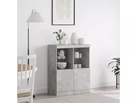 Buffet gris béton 81x37x100 cm bois d'ingénierie