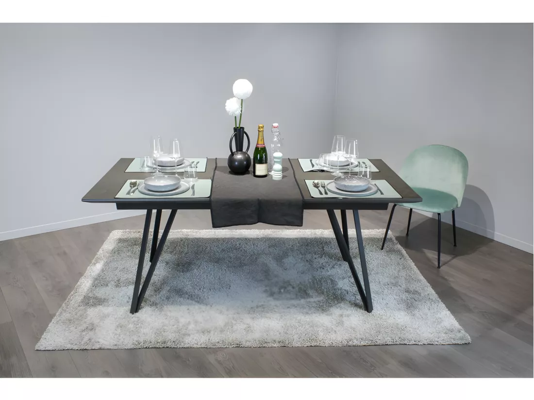 Table extensible 180 à 230 cm gris anthracite en céramique - ONYX