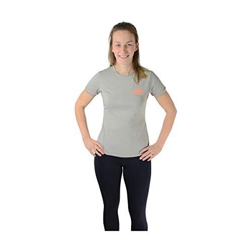 Camiseta esportiva feminina London Edition, cinza claro/pêssego neon