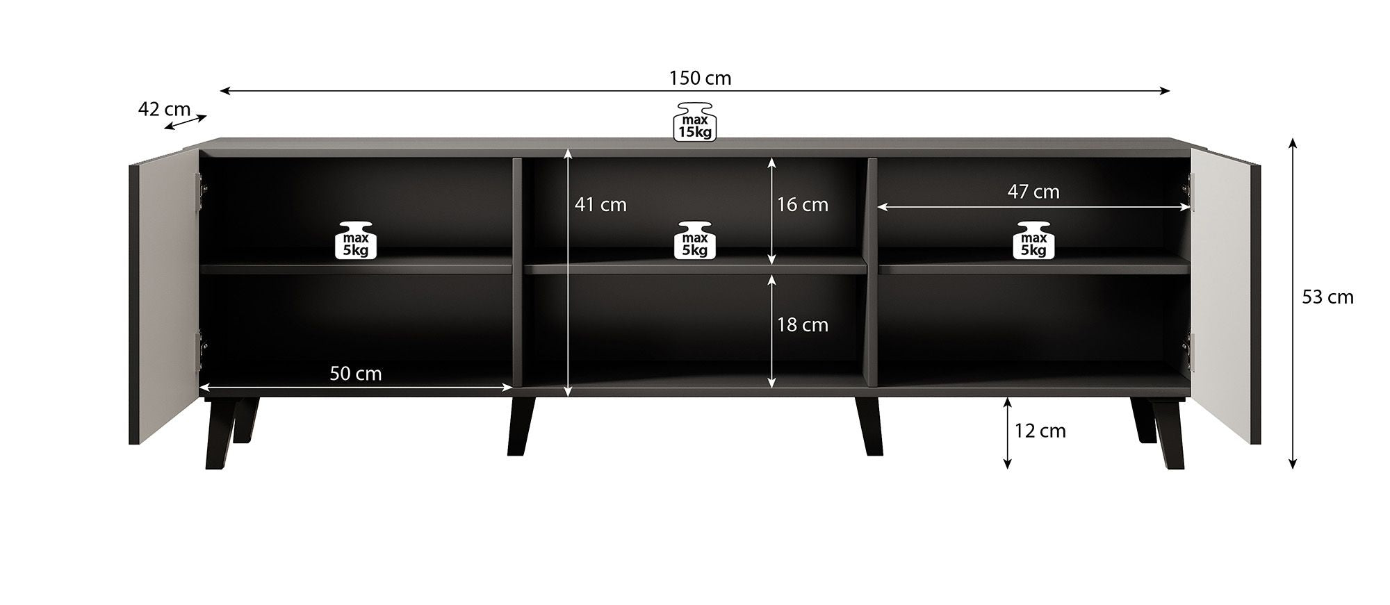 Meubella - TV-Meubel Vintar - Eiken - 150 cm