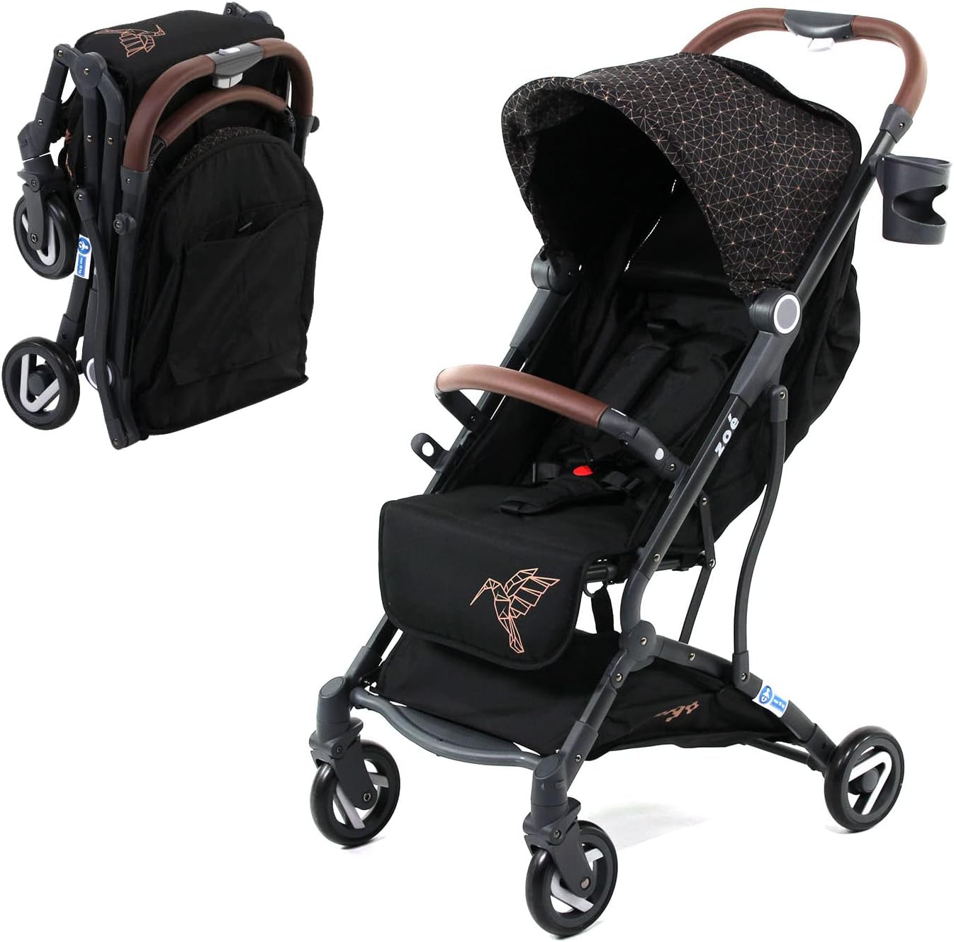 Poussette compacte CASSY 6-48 mois, légère et maniable - pliable à une main - Sac de transport et porte gobelet inclus - Nania (gris)