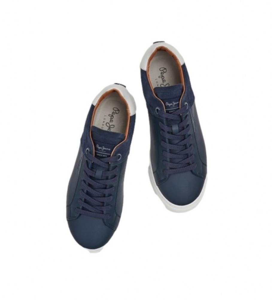 Tênis Pepe Jeans Joe Cup Split em couro azul marinho
